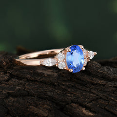 Oval Cut Sapphire Classic Side Stone Engagement Ring
