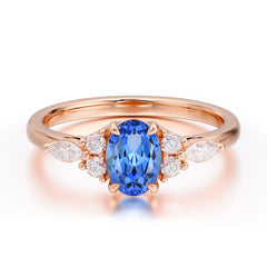 Oval Cut Sapphire Classic Side Stone Engagement Ring