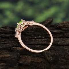 Oval Cut Peridot Classic Side Stone Engagement Ring