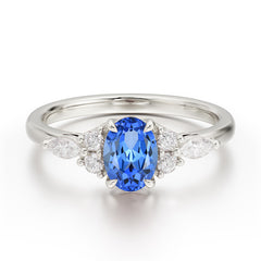 Oval Cut Sapphire Classic Side Stone Engagement Ring
