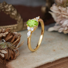 Oval Cut Peridot Classic Side Stone Engagement Ring