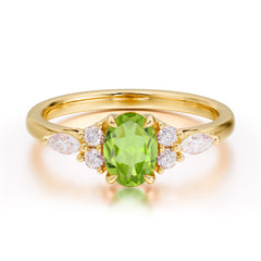 Oval Cut Peridot Classic Side Stone Engagement Ring