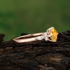 1CT Cushion Cut Citrine Engagement Ring Unique Marquise Cluster Wedding Promise Anniversary Dainty Ring