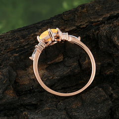 1CT Cushion Cut Citrine Engagement Ring Unique Marquise Cluster Wedding Promise Anniversary Dainty Ring
