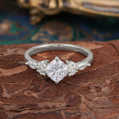1CT Cushion Cut Moissanite Engagement Ring Unique Marquise Cluster Wedding Promise Anniversary Dainty Ring