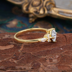 1CT Cushion Cut Moissanite Engagement Ring Unique Marquise Cluster Wedding Promise Anniversary Dainty Ring