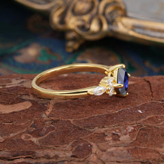 1CT Cushion Cut 4-prong Tanzanite Engagement Ring Unique Marquise Cluster Wedding Promise Anniversary Dainty Ring