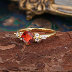 1CT Cushion Cut 4-prong Garnet Engagement Ring Unique Marquise Cluster Wedding Promise Anniversary Dainty Ring