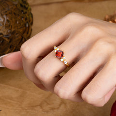 1CT Cushion Cut 4-prong Garnet Engagement Ring Unique Marquise Cluster Wedding Promise Anniversary Dainty Ring