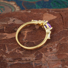 1CT Cushion Cut 4-prong Amethyst Engagement Ring Unique Marquise Cluster Wedding Promise Anniversary Dainty Ring