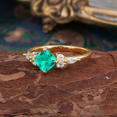 1CT Cushion Cut 4-prong Emerald Engagement Ring Unique Marquise Cluster Wedding Promise Anniversary Dainty Ring