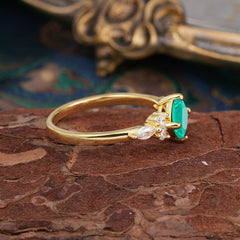 1CT Cushion Cut 4-prong Emerald Engagement Ring Unique Marquise Cluster Wedding Promise Anniversary Dainty Ring