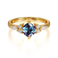 1CT Cushion Cut Alexandrite Engagement Ring Unique Marquise Cluster Wedding Promise Anniversary Dainty Ring