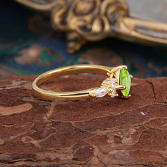 1CT Cushion Cut 4-prong Peridot Engagement Ring Unique Marquise Cluster Wedding Promise Anniversary Dainty Ring