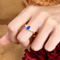 Classic Pear 3 Prong Shaped Side Stone Sapphire Engagement Ring