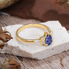 Classic Pear Shaped Side Stone Tanzanite Engagement Ring