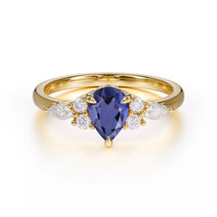 Classic Pear Shaped Side Stone Tanzanite Engagement Ring