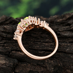 Sparkling Princess Cut Vintage Halo Cluster Peridot Engagement Ring
