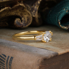 Round Cut Classic Moissanite Engagement Ring Three Stone Wedding Ring