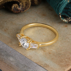 Round Cut Classic Moissanite Engagement Ring Three Stone Wedding Ring