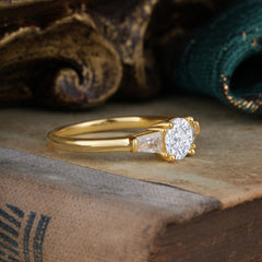 Round Cut Classic Lab Diamond Engagement Ring Three Stone Wedding Ring