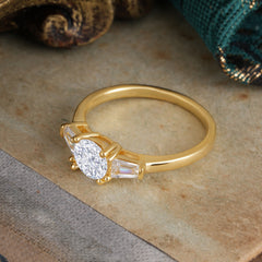Round Cut Classic Lab Diamond Engagement Ring Three Stone Wedding Ring
