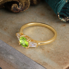 Round Cut Classic Peridot Engagement Ring Three Stone Wedding Ring