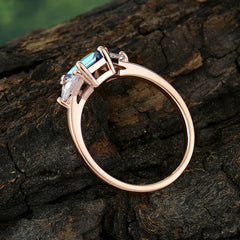 1CT Emerald Cut Alexandrite Three Stone Engagement Ring