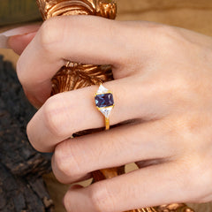 1CT Emerald Cut Alexandrite Three Stone Engagement Ring