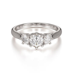 Round Cut Moissanite Engagement Ring Classic Three Stone Bridal Ring