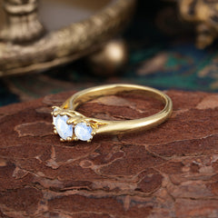 Round Cut 6 Prong Moonstone Engagement Ring Classic Three Stone Bridal Ring
