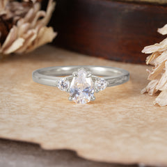 Classic Pear Cut Three Stone Promise Ring Four Claw Prong Setting