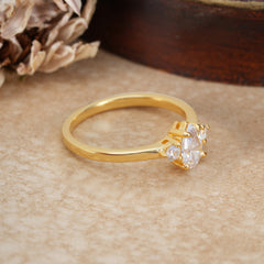 Classic Pear Cut Three Stone Promise Ring Four Claw Prong Setting