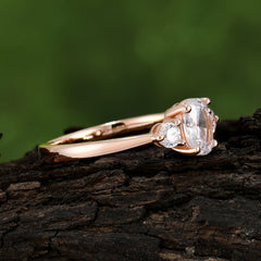 1 Carat Oval Shaped Classic White Three Stone Moissanite Wedding Ring
