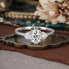 1 Carat Oval Shaped Classic Three Stone Lab Diamond Wedding Ring