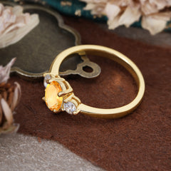 1 Carat Oval Shaped Classic Three Stone Citrine Wedding Ring