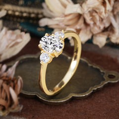 1 Carat Oval Shaped Classic Three Stone Lab Diamond Wedding Ring