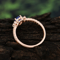 1 Carat Oval Cut Three Stone Tanzanite Promise Ring Classic Wedding Ring