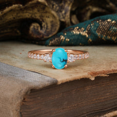 1 Carat Oval Cut 4 Prong Three Stone Turquoise Promise Ring Classic Wedding Ring