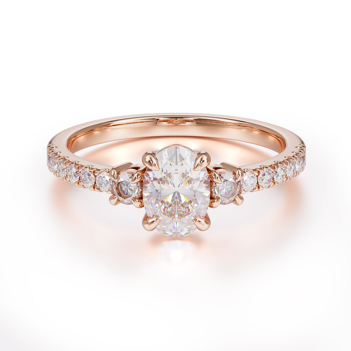 1 Carat Oval Cut Three Stone Moissanite Promise Ring Classic Wedding Ring