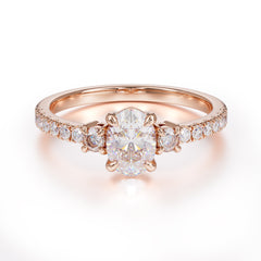1 Carat Oval Cut Three Stone Moissanite Promise Ring Classic Wedding Ring