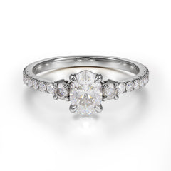 1 Carat Oval Cut Three Stone Moissanite Promise Ring Classic Wedding Ring