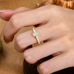 1 Carat Oval Cut Three Stone Moissanite Promise Ring Classic Wedding Ring