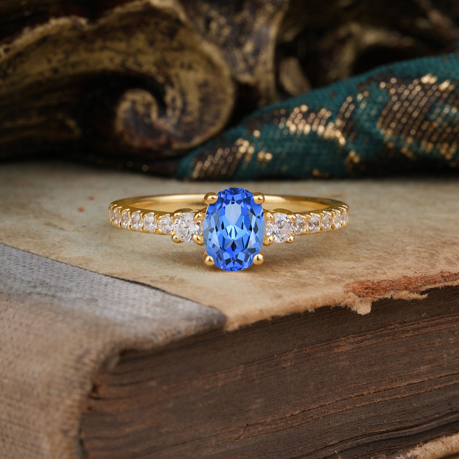 1 Carat Oval Cut 4 Prong Three Stone Sapphire Promise Ring Classic Engagement Ring