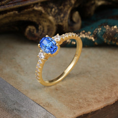 1 Carat Oval Cut 4 Prong Three Stone Sapphire Promise Ring Classic Wedding Ring