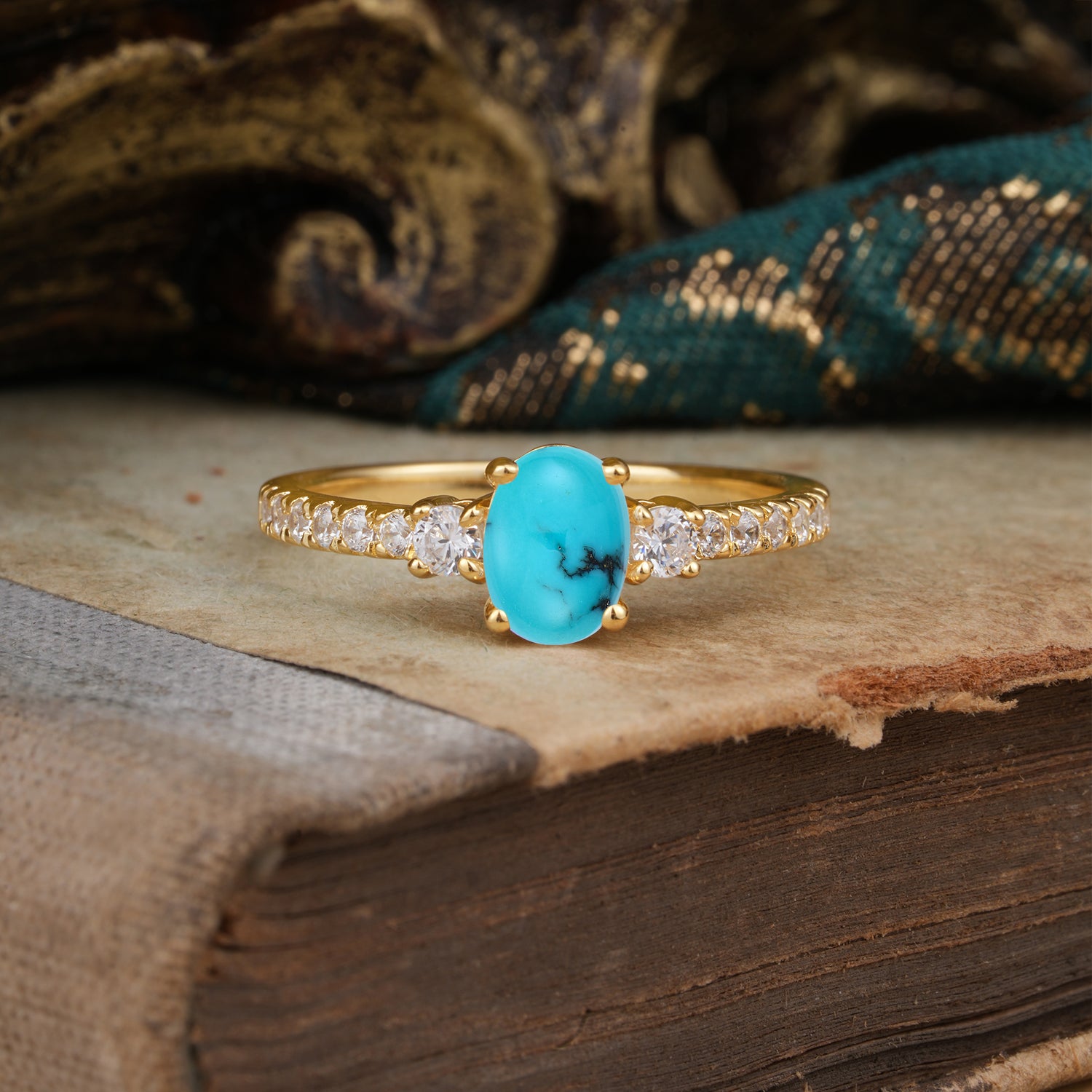 1 Carat Oval Cut 4 Prong Three Stone Turquoise Promise Ring Classic Engagement Ring