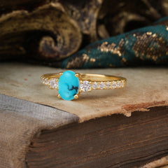 1 Carat Oval Cut 4 Prong Three Stone Turquoise Promise Ring Classic Wedding Ring