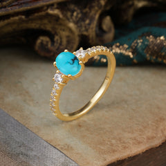1 Carat Oval Cut 4 Prong Three Stone Turquoise Promise Ring Classic Wedding Ring