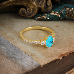 1 Carat Oval Cut 4 Prong Three Stone Turquoise Promise Ring Classic Wedding Ring