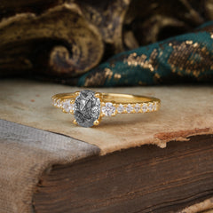 1 Carat Oval Cut Three Stone Black Rutilated Quartz Promise Ring Classic Wedding Ring